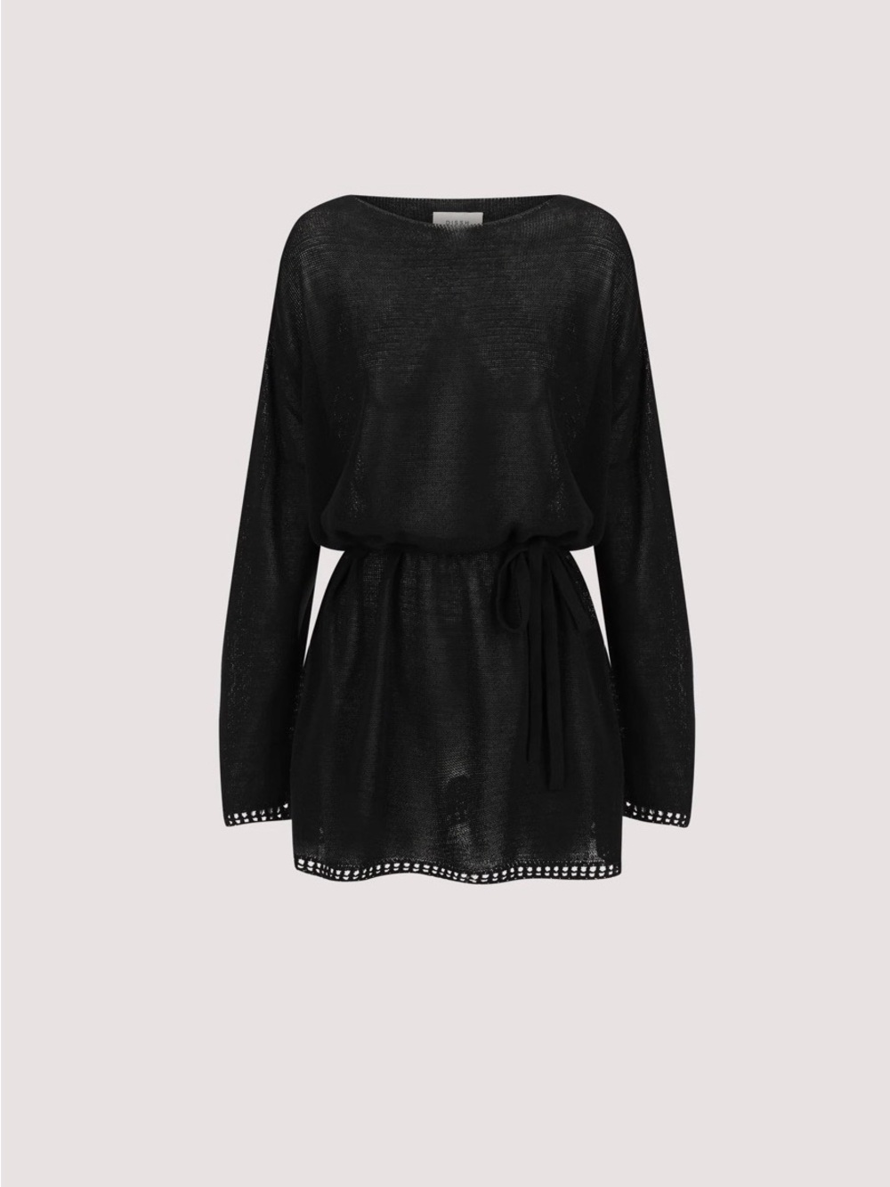 DISSH Black Mini Dress with Tie Waist